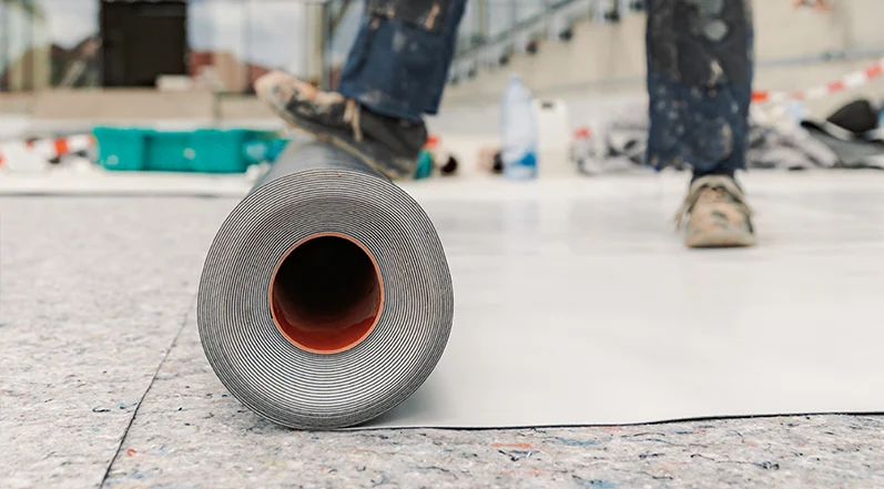 terasz szigetelés PVC vízszigetelő fóliával kivitelezés közben